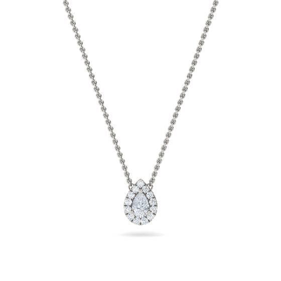 Pear and Round Diamond Halo Pendant