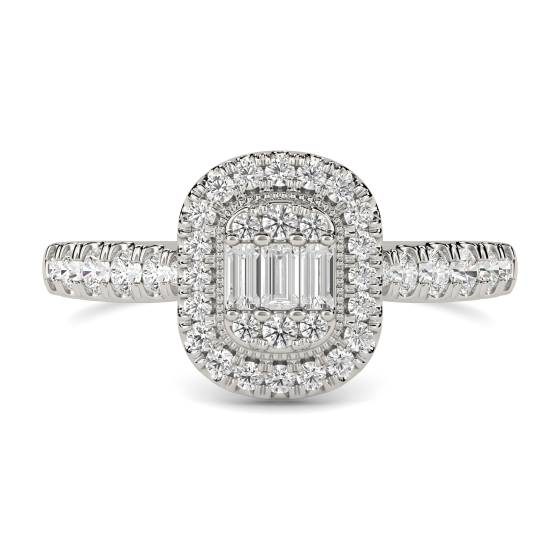 Baguette and Round Diamond Cluster Ring
