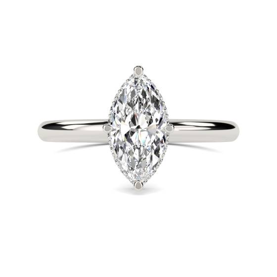 Marquise Diamond Low Set Hidden Halo Ring