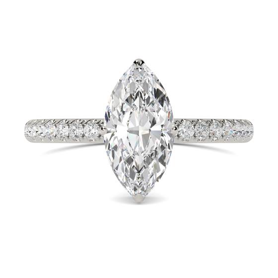 Marquise Diamond High Set Hidden Halo Shoulder Set Ring