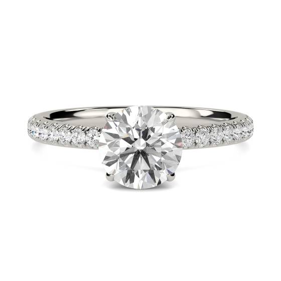 Round Diamond High Set Hidden Halo Shoulder Set Ring