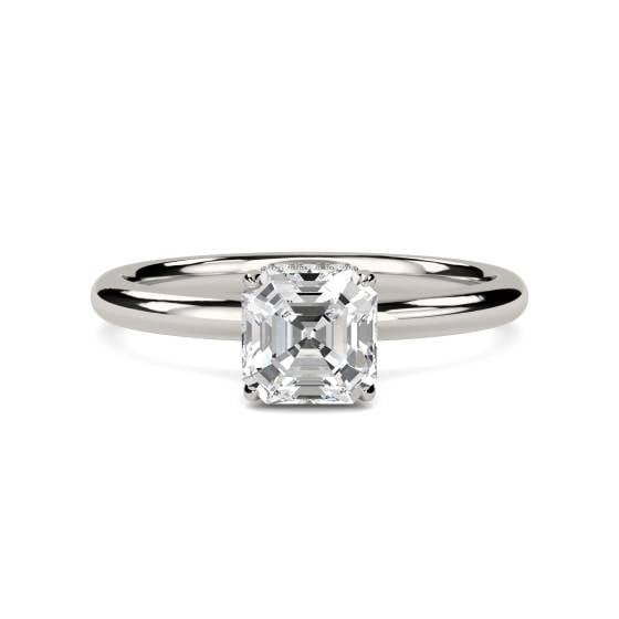 Asscher Diamond Hidden Halo Ring