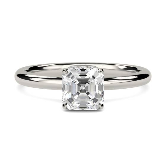 Asscher Diamond Hidden Halo Ring