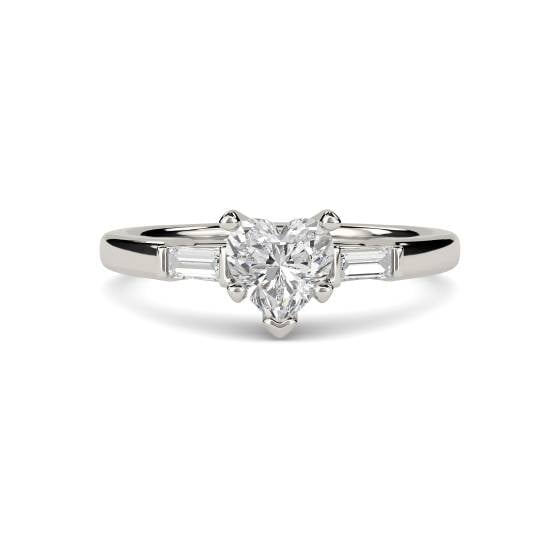Modern Heart and Baguette Diamond Trilogy Ring
