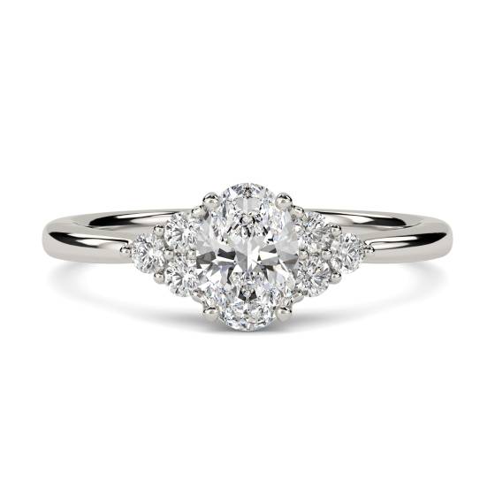 Oval Diamond Side Stone Cluster Ring
