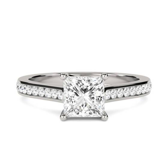1.01ct I1/F Princess Natural Diamond Shoulder Set Ring