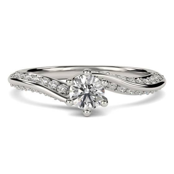 Round Diamond Shoulder Set Engagement Ring
