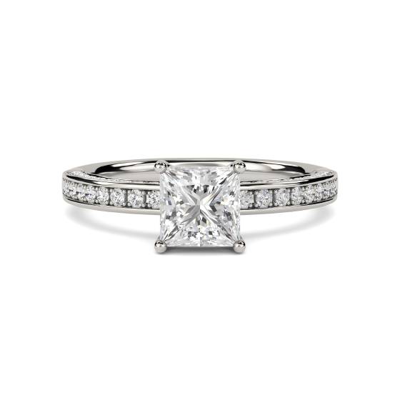 Unique Princess and Round Diamond Engagement Ring