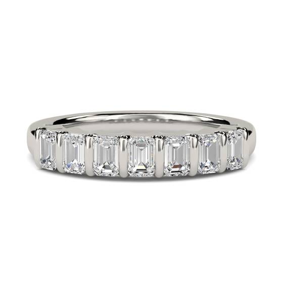 7 Stone Emerald Diamond Half Eternity Ring