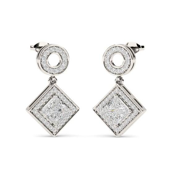 Princess Diamond Single Halo Earrings