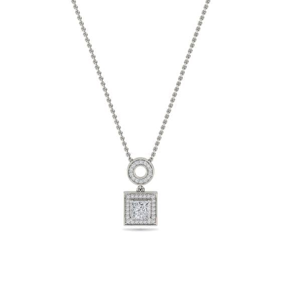 Princess Diamond Single Halo Pendant