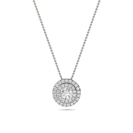 Round Diamond Double Halo Pendant