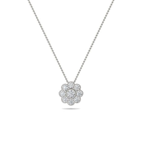 Round Diamond Single Halo Pendant