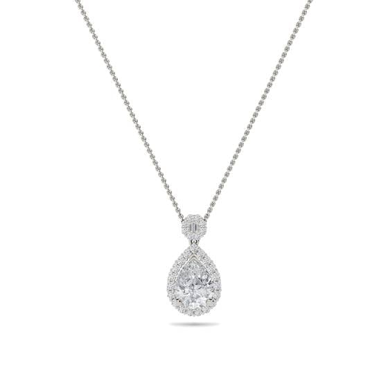 Pear Diamond Single Halo Pendant