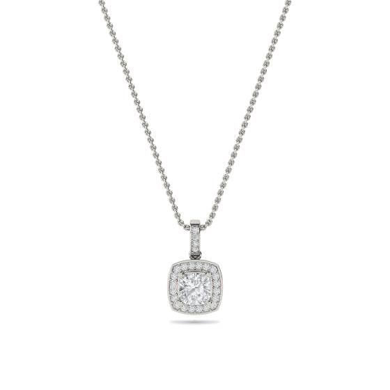 Cushion Shaped Diamond Single Halo Pendant