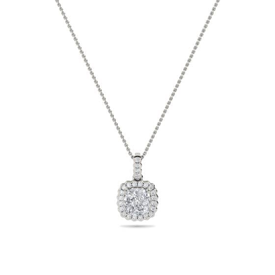 Cushion Shaped Diamond Single Halo Pendant
