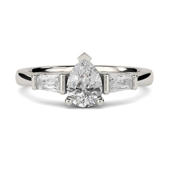 Modern Pear and Baguette Diamond Trilogy Ring