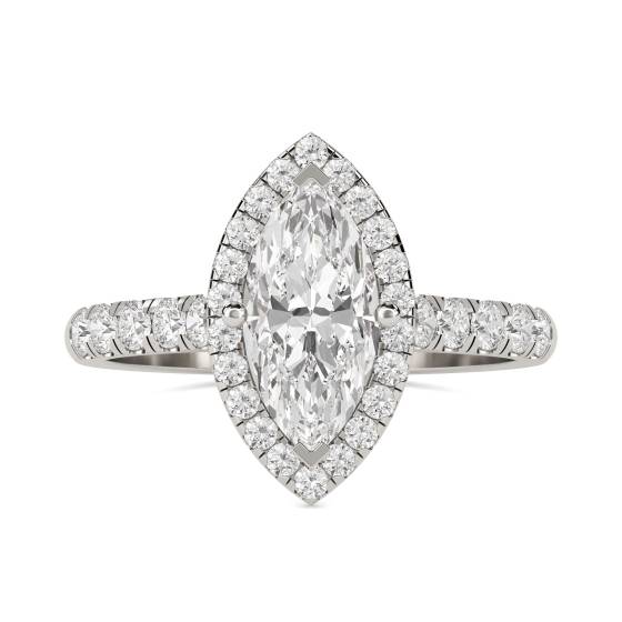 Marquise Diamond Single Halo Shoulder Set Ring