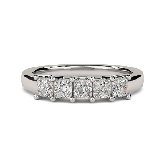 5 Stone Princess Diamond Half Eternity Ring
