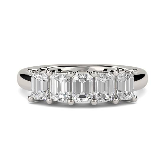 5 Stone Emerald Diamond Half Eternity Ring