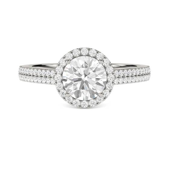Round Diamond Single Halo Shoulder Set Ring