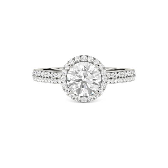 Round Diamond Single Halo Shoulder Set Ring