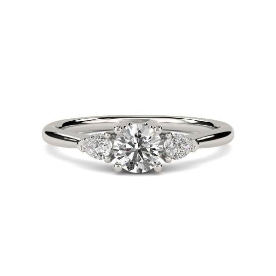 Round and Pear Diamond Trilogy Ring