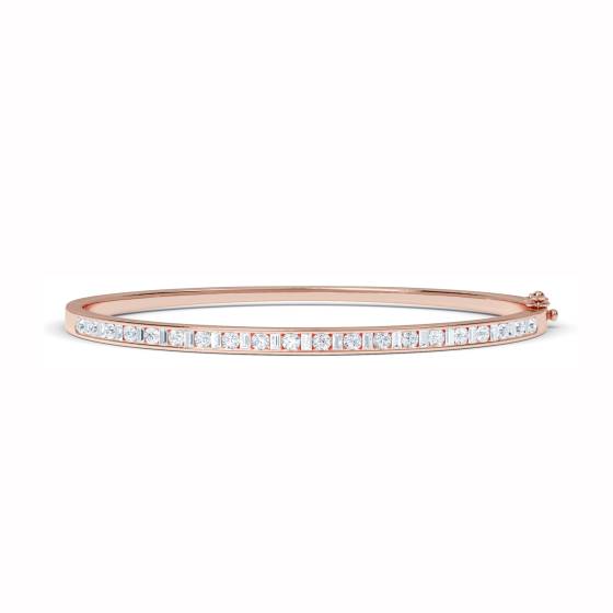 1.00ct VS/E-F Elegant Round and Baguette Diamond Set Bangle