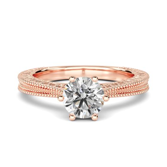 Unique Single Round Diamond Vintage Filgree Style Ring
