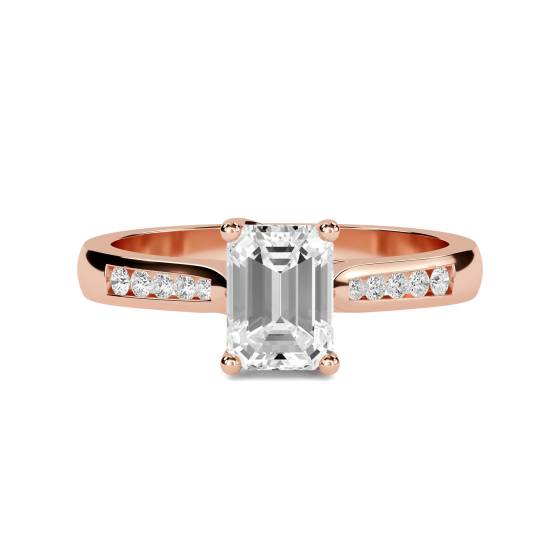 Emerald Diamond Shoulder Set Ring