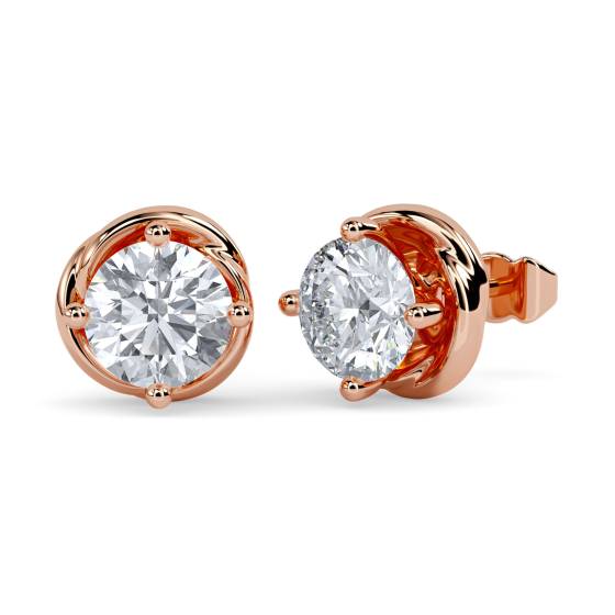 Love Knot Round Diamond Stud Earrings
