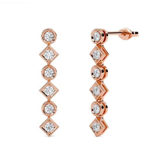 Elegant Round Diamond Drop Earrings