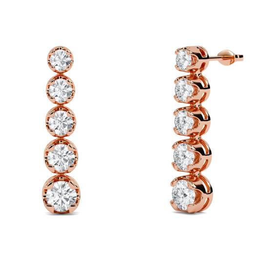 Elegant Round Diamond Drop Earrings