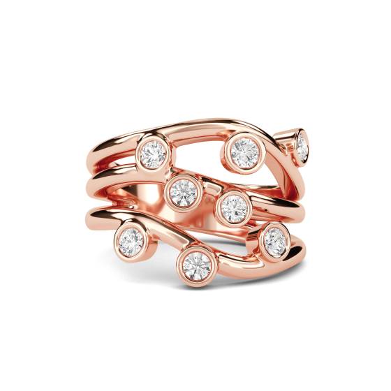 3 Round Diamond Bezel Set Stacking Dress Rings