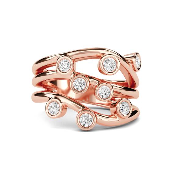 3 Round Diamond Bezel Set Stacking Dress Rings