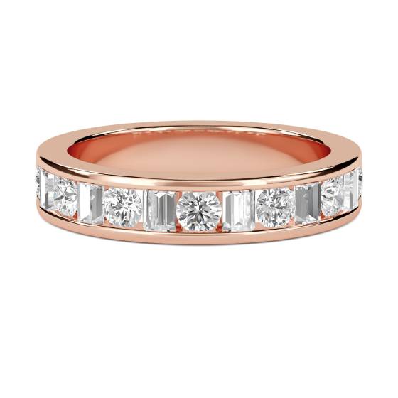 3mm Petite Round and Baguette Diamond Eternity Ring