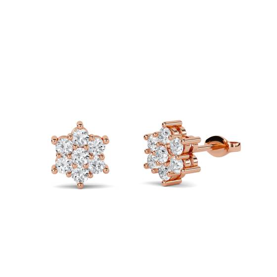 2.00ct Flower Shaped Round Diamond Cluster Earrings