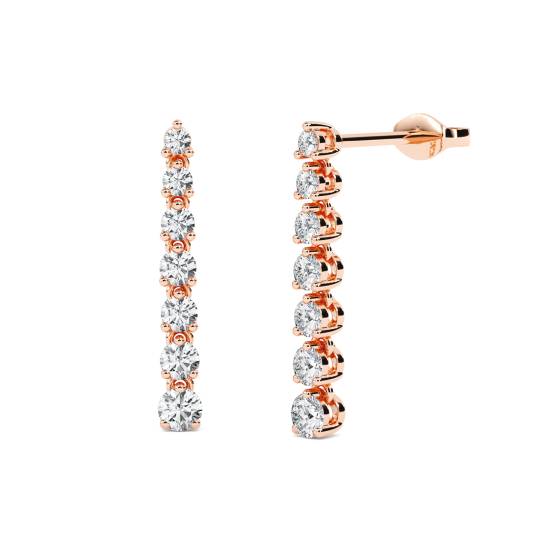 Modern Round Diamond Drop Earrings