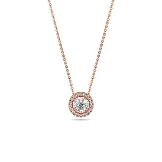 Round Diamond Single Halo Pendant