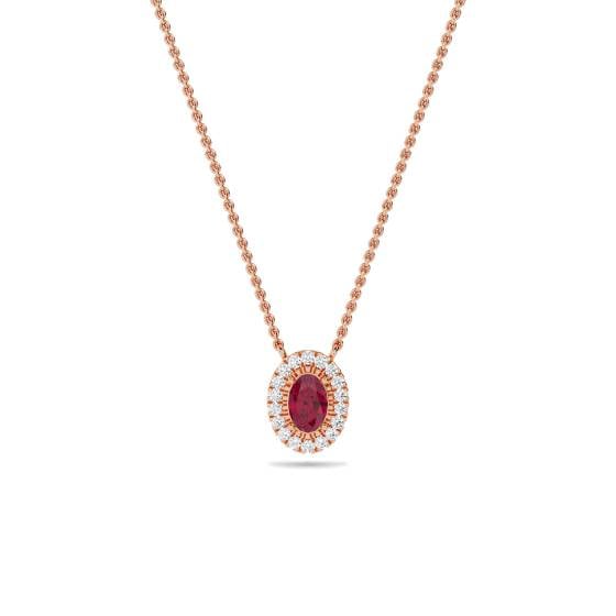 Oval Shaped Ruby and Diamond Pendant