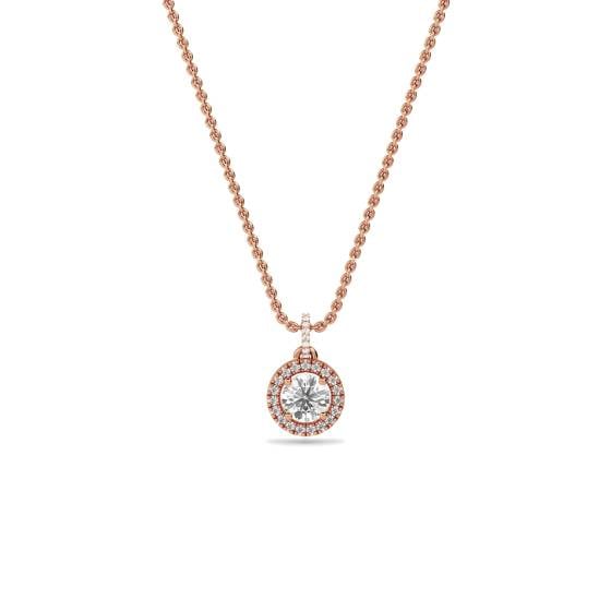 Pave Set Round Diamond Single Halo Pendant
