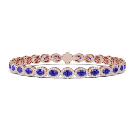 12.30ct Elegant Diamond and Blue Sapphire Tennis Bracelet