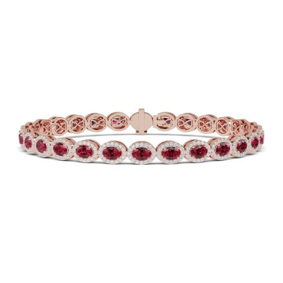 12.30ct Elegant Diamond and Ruby Tennis Bracelet