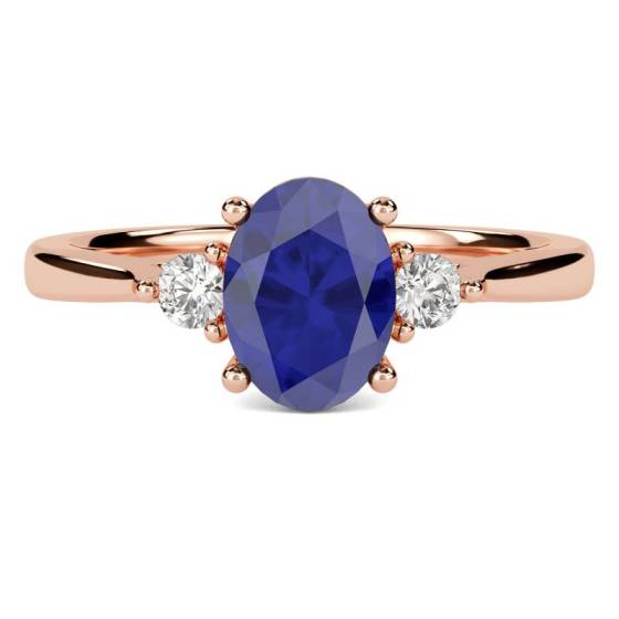 1.80ct Oval Blue Sapphire and Diamond Trilogy  Ring