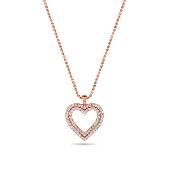 Classic Round Diamond Heart Pendant
