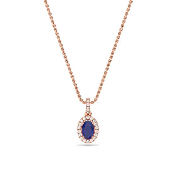 1.60ct Oval Shaped Blue Tanzanite and Diamond Pendant