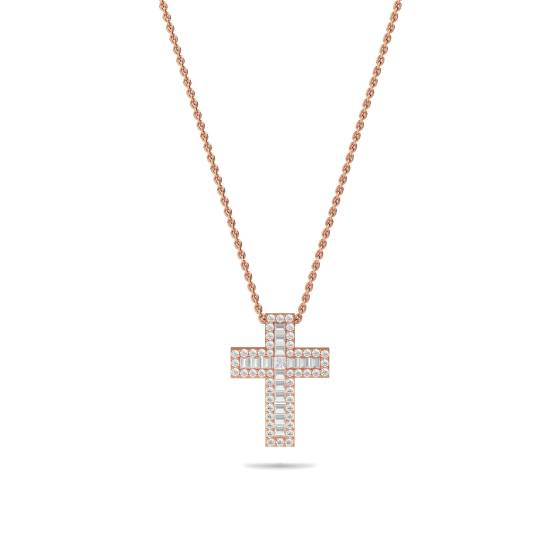 2.30ct Classic Round and Baguette Diamond Cross Pendant