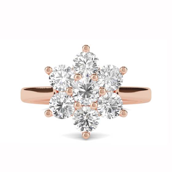 1.00ct Modern Flower Round Diamond Cluster Ring