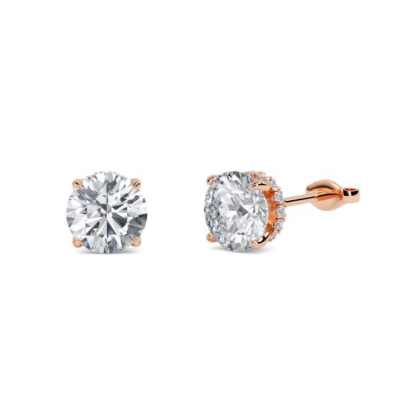 Round Diamond Halo Earrings