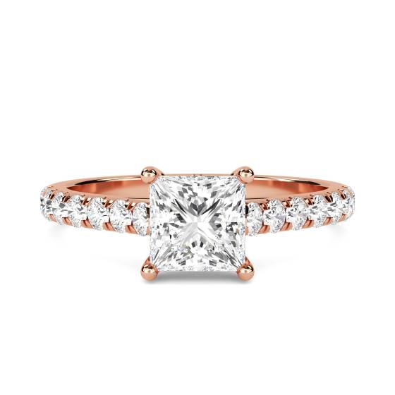 Princess Diamond Shoulder Set Ring